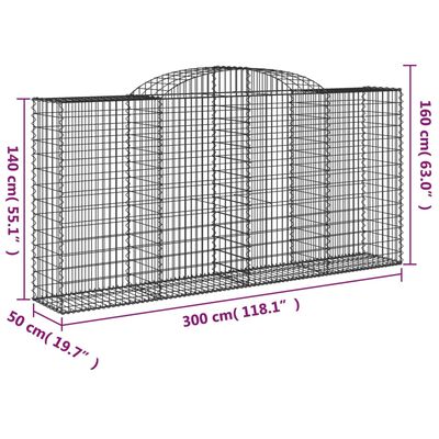 vidaXL Габионни кошници арка 10 бр 300x50x140/160см поцинковано желязо