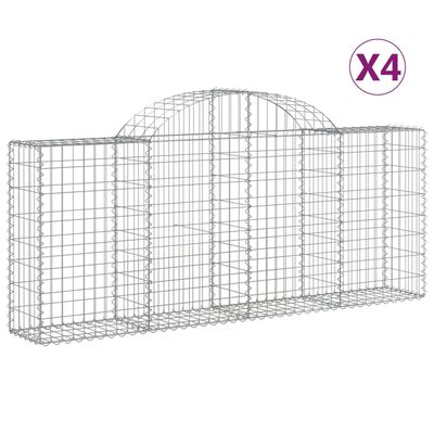 vidaXL Габионни кошници арка 4 бр 200x30x80/100 см поцинковано желязо