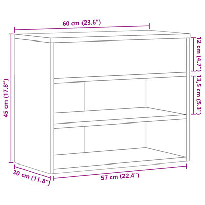 vidaXL Пейка за обувки, кафяв дъб, 60x30x45 см, инженерно дърво