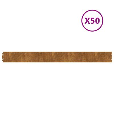 vidaXL Градински кантове 50 бр 10x103 см гъвкави кортенова стомана