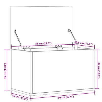 vidaXL Кутия за съхранение, опушен дъб, 60x35x35 см, инженерно дърво