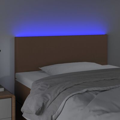 vidaXL LED Горна табла за легло, кафява, 100x5x78/88 см