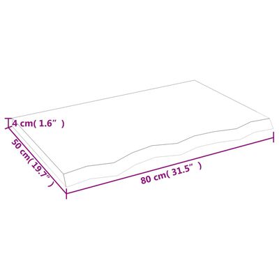 vidaXL Плот за баня 80x50x(2-4) см необработено масивно дърво