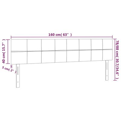 vidaXL LED горна табла за легло, светлосива, 160x5x78/88 см, кадифе