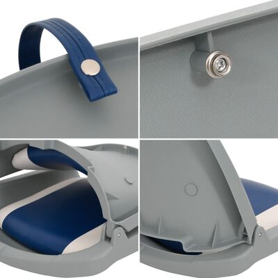 vidaXL Сгъваеми седалки за лодка от 4 части със синьо-бяла възглавница