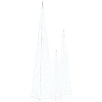 vidaXL Комплект акрилни декоративни LED елхи студено бяло 60/90/120 см