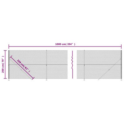 vidaXL Плетена оградна мрежа с фланец, зелена, 2x10 м