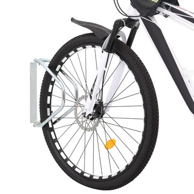 vidaXL Стойки за велосипеди, стенен монтаж, 2 бр, поцинкована стомана