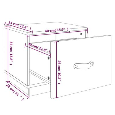 vidaXL Нощно шкафче, меденокафяво, 40x34x35 см, борово дърво масив