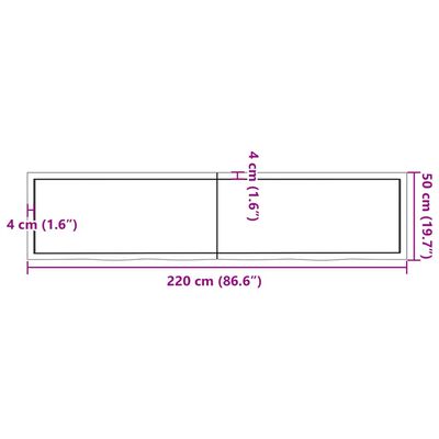 vidaXL Плот за баня светлокафяв 220x50x(2-4) см обработено дърво масив