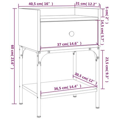 vidaXL Нощни масички, 2 бр, опушен дъб, 40,5x31x60 см, инженерно дърво