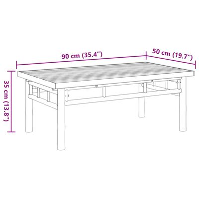 vidaXL Маса за кафе 90x50x35 см бамбук