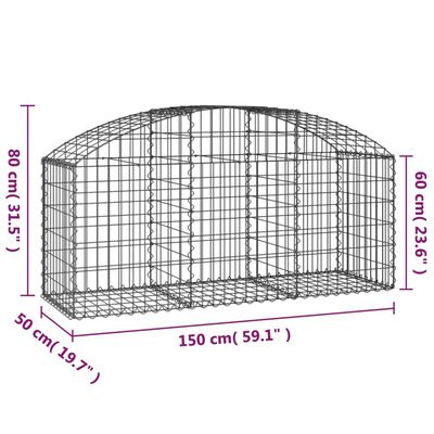 vidaXL Дъговидна габионна кошница 150x50x60/80 см поцинковано желязо