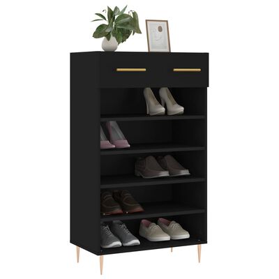 vidaXL Шкаф за обувки, черен, 60x35x105 см, инженерно дърво