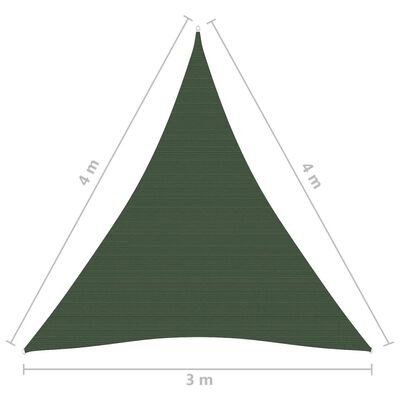 vidaXL Платно-сенник, 160 г/м², тъмнозелено, 3x4x4 м, HDPE