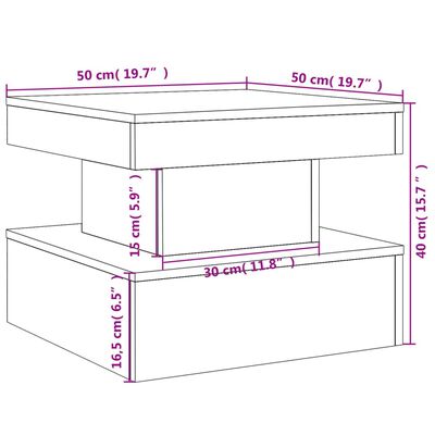 vidaXL Маса за кафе с LED осветление, бяла, 50x50x40 см