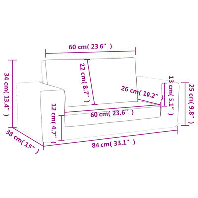 vidaXL Детско диванче-легло, 2-местно, светлосиво, мек плюш