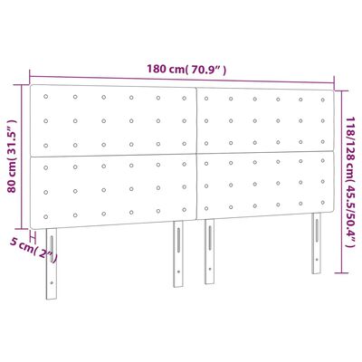 vidaXL Горни табли за легло, 4 бр, светлосиви,90x5x78/88 см, плат