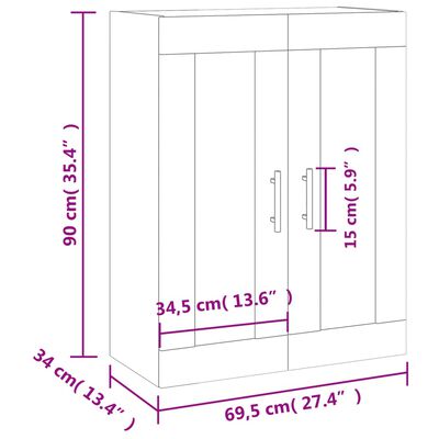 vidaXL Стенен шкаф опушен дъб 69,5x34x90 см