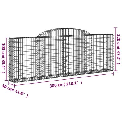 vidaXL Габионни кошници арка 13 бр 300x30x100/120см поцинковано желязо