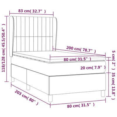 vidaXL Боксспринг легло с матрак, черно, 80x200 см, плат
