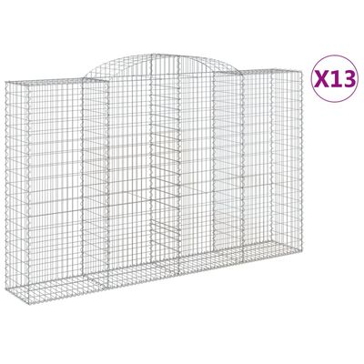 vidaXL Габионни кошници арка 13 бр 300x50x180/200см поцинковано желязо