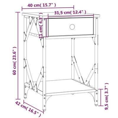 vidaXL Нощно шкафче, дъб сонома, инженерно дърво 40x42x60 см