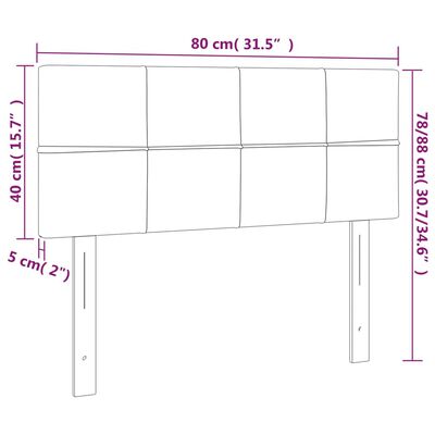 vidaXL LED горна табла за легло, тъмносиня, 80x5x78/88 см, кадифе