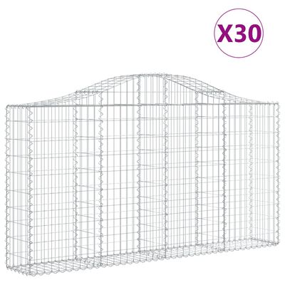 vidaXL Габионни кошници арка 30 бр 200x30x100/120см поцинковано желязо