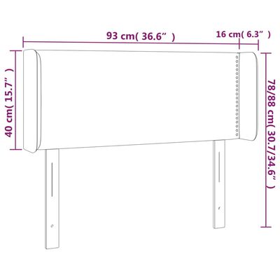 vidaXL LED горна табла за легло, светлосива,93x16x78/88 см, плат