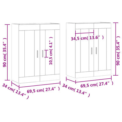 vidaXL Стенни шкафове, 2 бр, черни, инженерно дърво