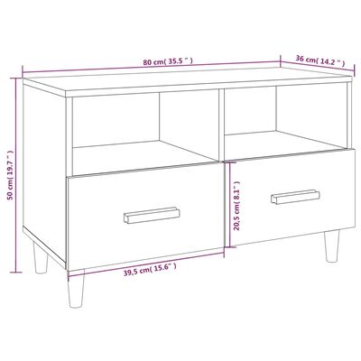 vidaXL ТВ шкаф, сив сонома, 80x36x50 см, инженерно дърво