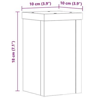 vidaXL Стойки за растения 2 бр сив сонома 10x10x18 см инженерно дърво