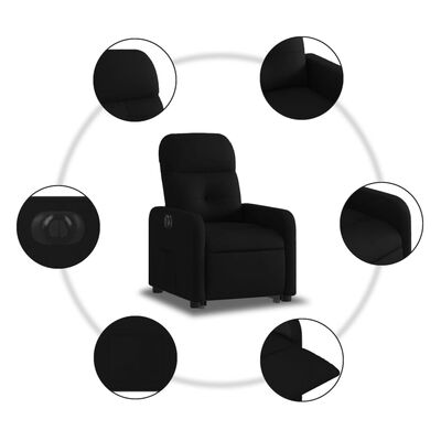 vidaXL Електрически изправящ реклайнер стол, черен, текстил