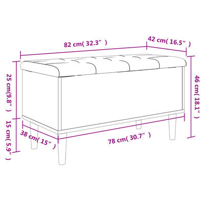 vidaXL Пейка за съхранение, сив сонома, 82x42x46 см, инженерно дърво