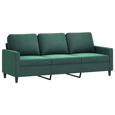 vidaXL 3-местен диван, тъмнозелен, 180 см, кадифе