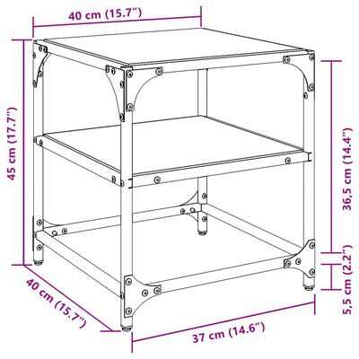 vidaXL Маси за кафе с черен стъклен плот 2 бр 40x40x45 см стомана