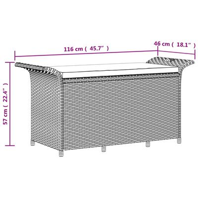 vidaXL Градинска пейка с възглавница, черна, 116x46x57 см, полиратан