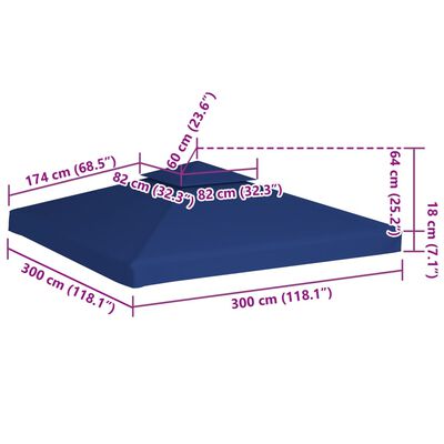 vidaXL Покривало за шатра, резервно, тъмно синьо, 310 гр/м², 3х3 м