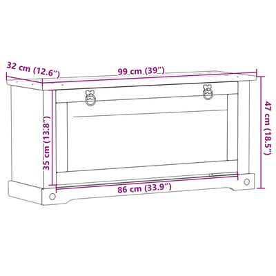 vidaXL Шкаф за обувки "Corona" 99x32x47 см бор масив