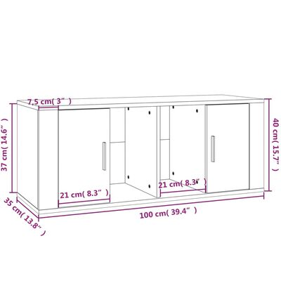 vidaXL ТB шкаф, сив сонома, 100x35x40 см, инженерно дърво