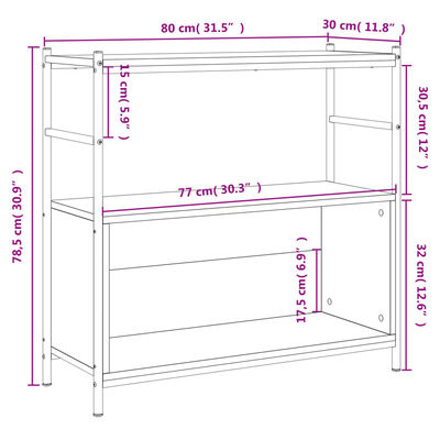 vidaXL Етажерка кафяв дъб 80x30x78,5 см инженерно дърво и желязо