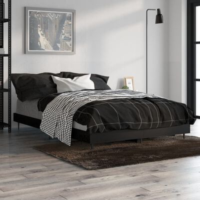 vidaXL Рамка за легло, черна, 120x190 см, инженерно дърво
