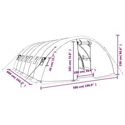 vidaXL Оранжерия със стоманена рамка бяла 30 м² 6x5x2,3 м