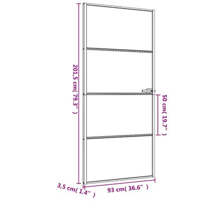 vidaXL Интериорна врата черна 93x201,5 см закалено стъкло и алуминий