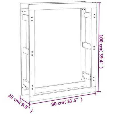 vidaXL Поставка за дърва за огрев сива 80x25x100 см масивно дърво бор