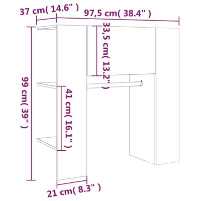 vidaXL Шкаф за антре, сив сонома, 97,5x37x99 см, инженерно дърво