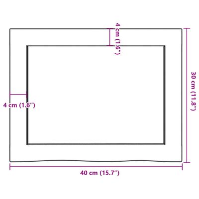 vidaXL Плот за баня тъмнокафяв 40x30x(2-4) см обработено масивно дърво