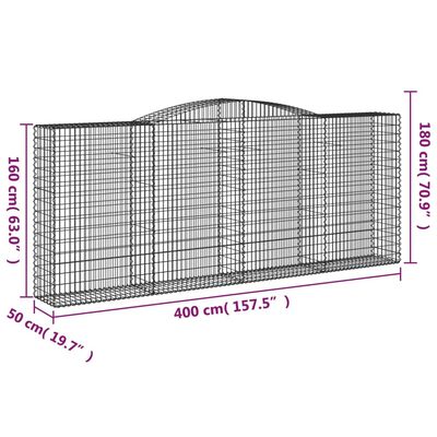 vidaXL Габионни кошници арка 9 бр 400x50x160/180 см поцинковано желязо