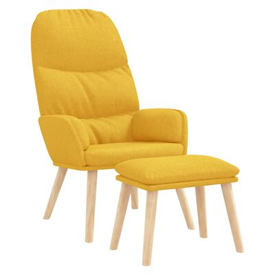 vidaXL Релакс стол с табуретка, горчица жълто, текстил